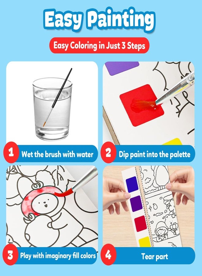 FQKIOMY Water Coloring Book,Paint with Water Books for Kids Ages 3-5,Watercolor Painting Book for Toddlers 4-6,Creative Arts and Crafts & Airplane Travel Essentials for Boys Girls(5 PCS) - Image 5